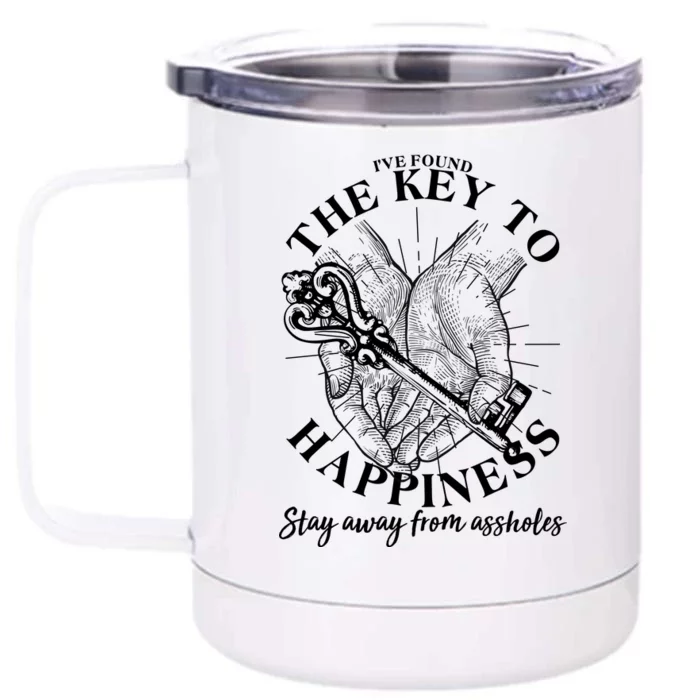 Funny Vintage The Key to Happiness Front & Back 12oz Stainless Steel Tumbler Cup