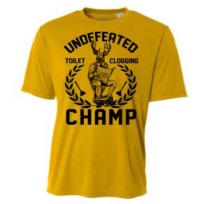 Funny Vintage Undefeated Toilet Clogging Champ Cooling Performance Crew T-Shirt