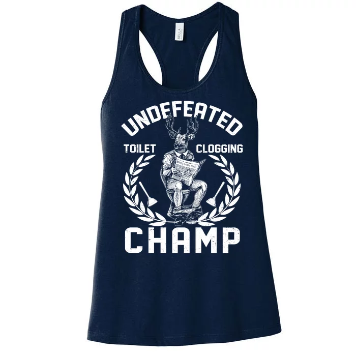 Funny Vintage Undefeated Toilet Clogging Champ Women's Racerback Tank