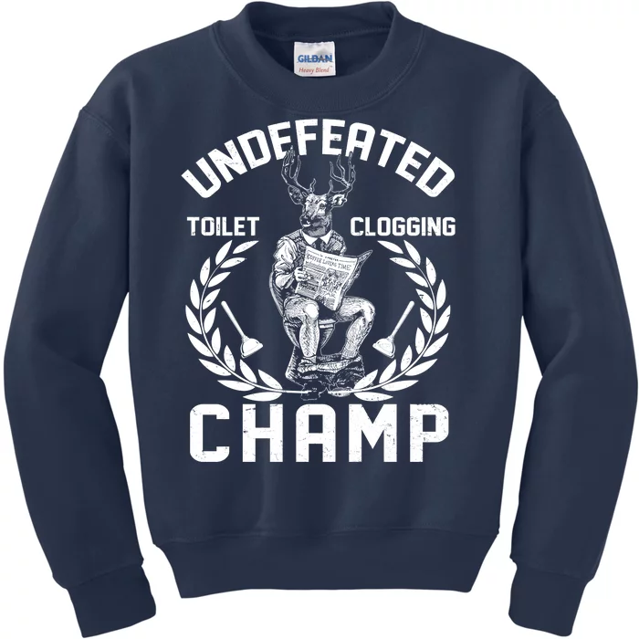 Funny Vintage Undefeated Toilet Clogging Champ Kids Sweatshirt