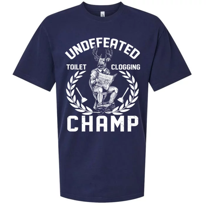 Funny Vintage Undefeated Toilet Clogging Champ Sueded Cloud Jersey T-Shirt