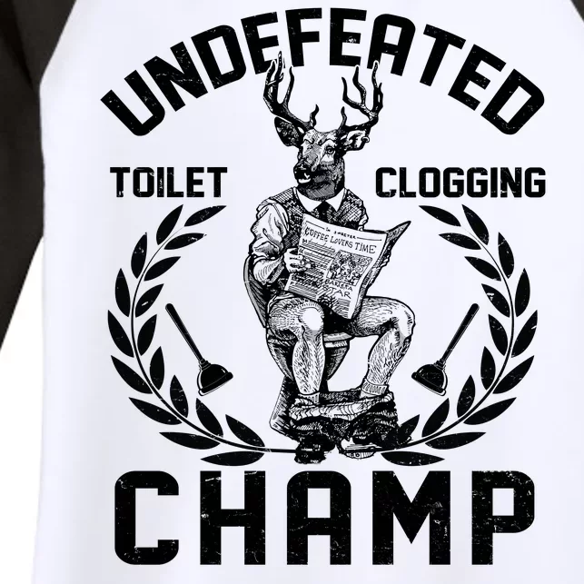 Funny Vintage Undefeated Toilet Clogging Champ Women's Tri-Blend 3/4-Sleeve Raglan Shirt