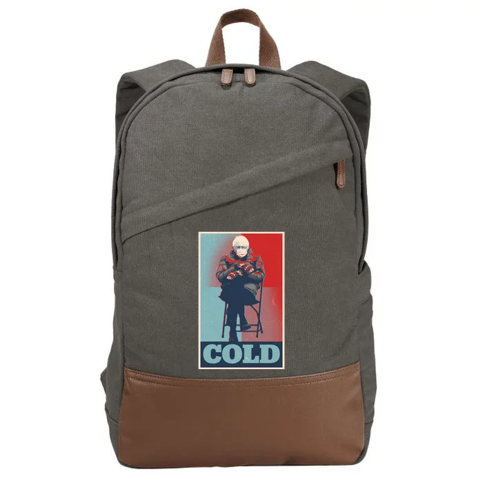 Funny Vintage Vote Cold Poster Bernie Sanders Mitten Meme Cotton Canvas Backpack