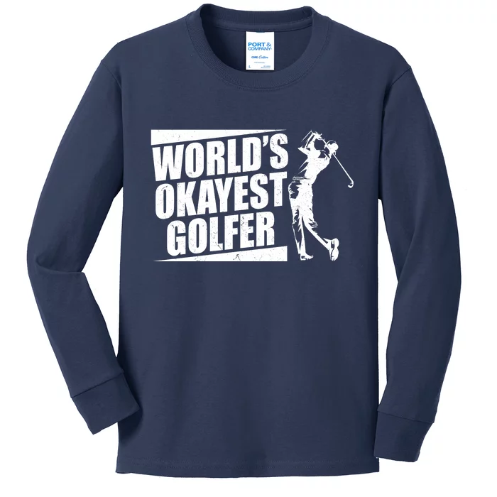 Funny Vintage World's Okayest Golfer Kids Long Sleeve Shirt