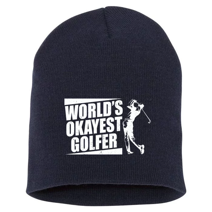 Funny Vintage World's Okayest Golfer Short Acrylic Beanie