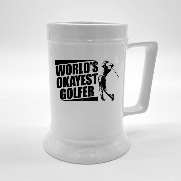 Funny Vintage World's Okayest Golfer Front & Back Beer Stein