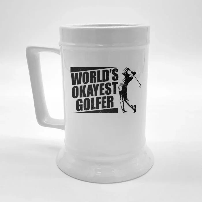 Funny Vintage World's Okayest Golfer Front & Back Beer Stein