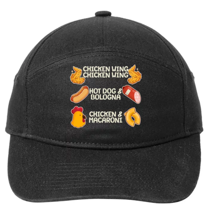 Funny Viral Chicken Wing Song Meme 7-Panel Snapback Hat