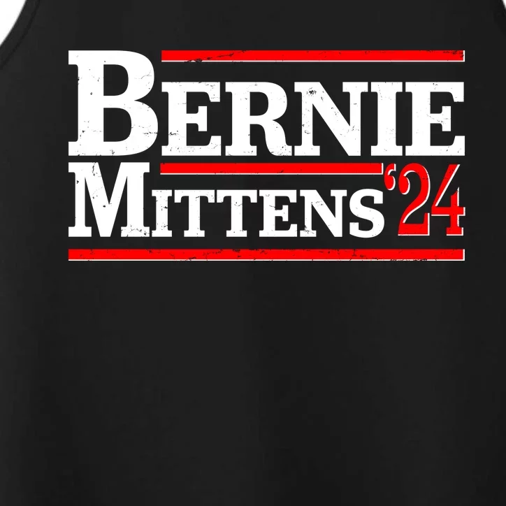 Funny Vote Bernie & Mittens 2024 Logo Performance Tank