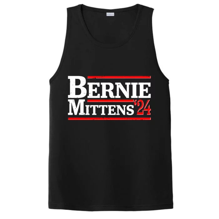 Funny Vote Bernie & Mittens 2024 Logo Performance Tank