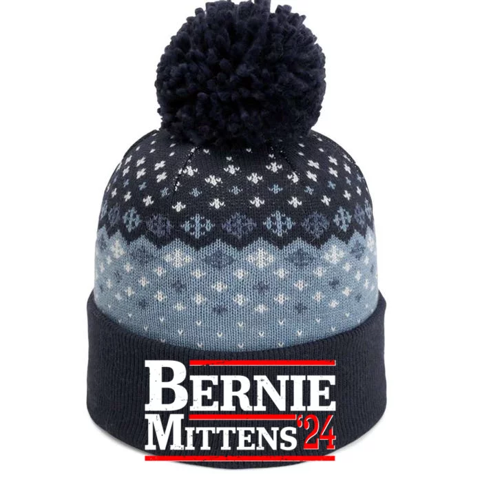 Funny Vote Bernie & Mittens 2024 Logo The Baniff Cuffed Pom Beanie