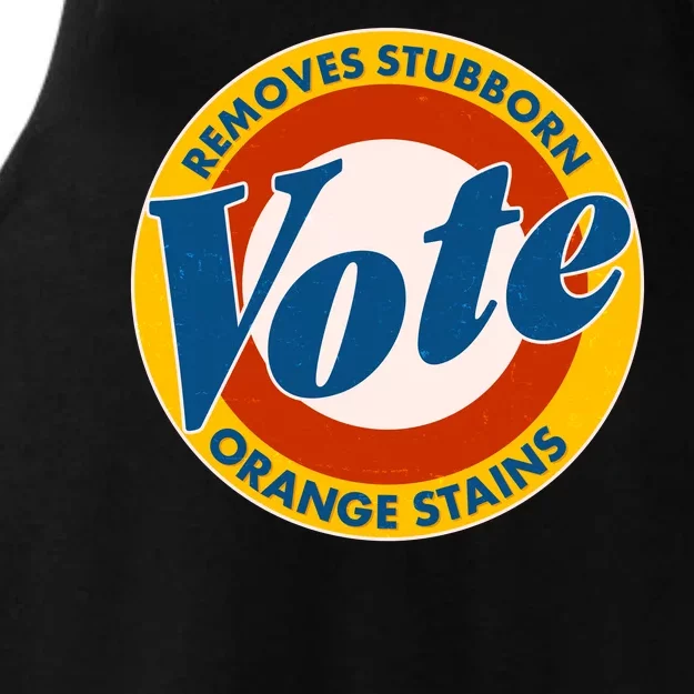 Funny VOTE Removes Stubborn Orange Stains Ladies Tri-Blend Wicking Tank