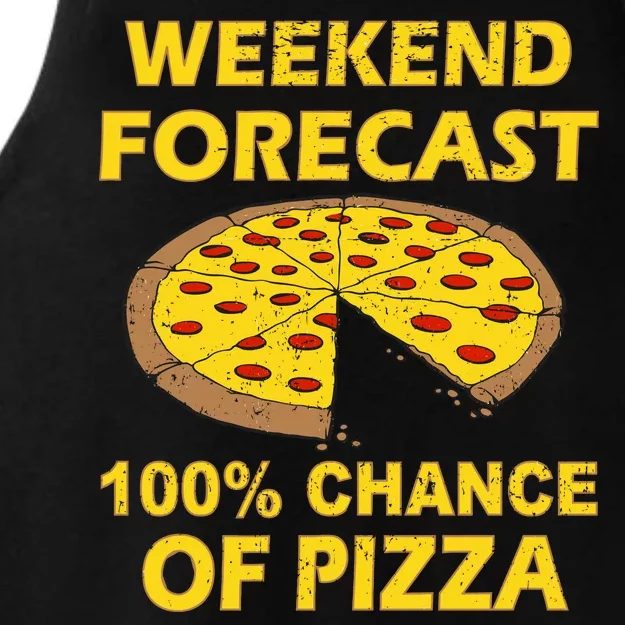 Funny Weekend Forecast 100 Percent Chance Of Pizza Ladies Tri-Blend Wicking Tank