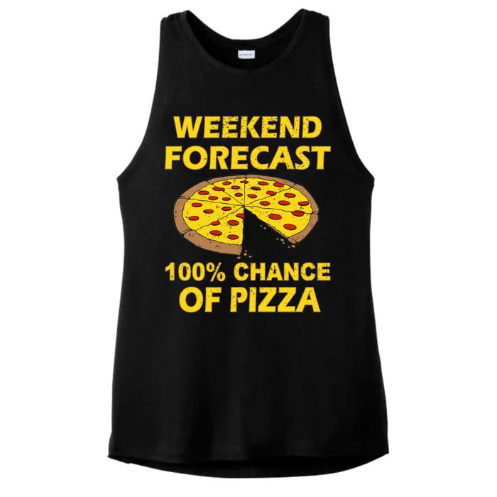 Funny Weekend Forecast 100 Percent Chance Of Pizza Ladies Tri-Blend Wicking Tank