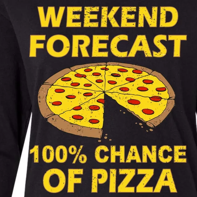 Funny Weekend Forecast 100 Percent Chance Of Pizza Womens Cotton Relaxed Long Sleeve T-Shirt