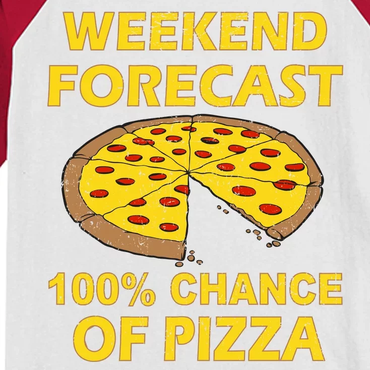 Funny Weekend Forecast 100 Percent Chance Of Pizza Kids Colorblock Raglan Jersey