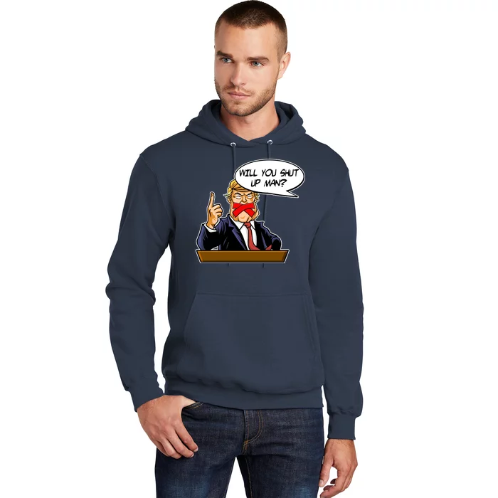 Funny Will You Shut Up Man Biden vs Trump Debate Comic Hoodie