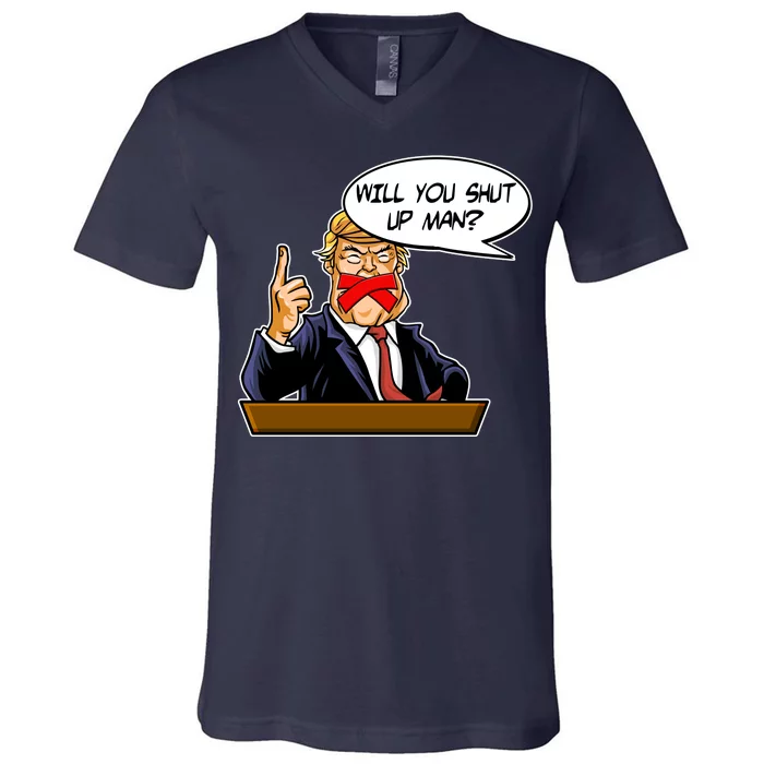 Funny Will You Shut Up Man Biden vs Trump Debate Comic V-Neck T-Shirt