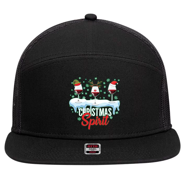 Funny Wine Christmas Spirit 7 Panel Mesh Trucker Snapback Hat