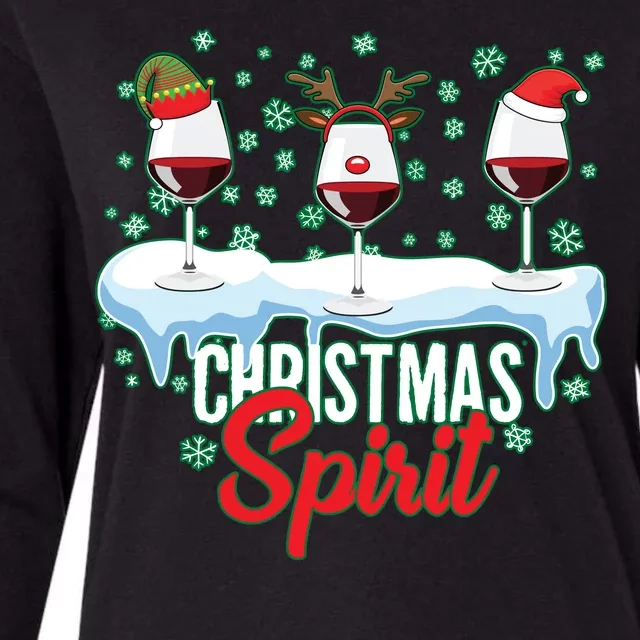 Funny Wine Christmas Spirit Womens Cotton Relaxed Long Sleeve T-Shirt