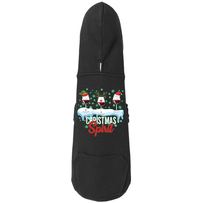 Funny Wine Christmas Spirit Doggie 3-End Fleece Hoodie