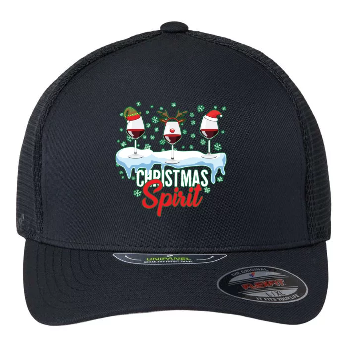 Funny Wine Christmas Spirit Flexfit Unipanel Trucker Cap