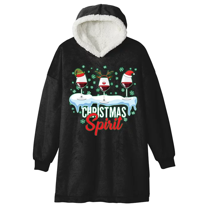 Funny Wine Christmas Spirit Hooded Wearable Blanket