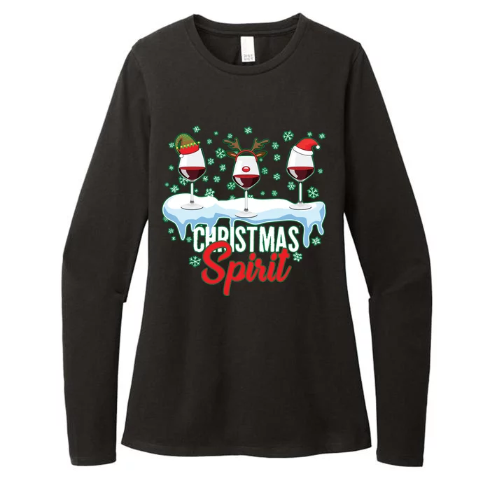 Funny Wine Christmas Spirit Womens CVC Long Sleeve Shirt