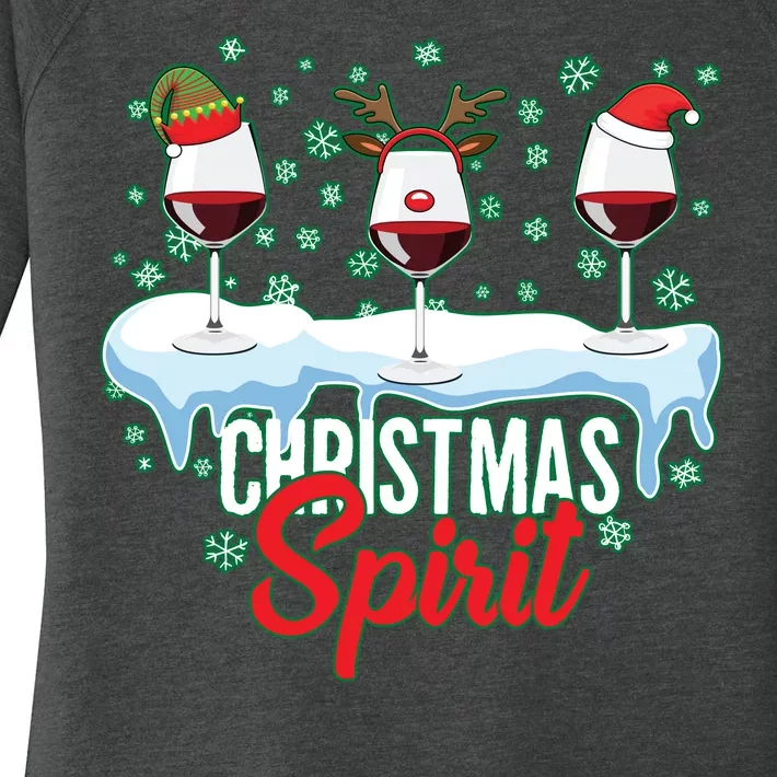 Funny Wine Christmas Spirit Women's Perfect Tri Tunic Long Sleeve Shirt