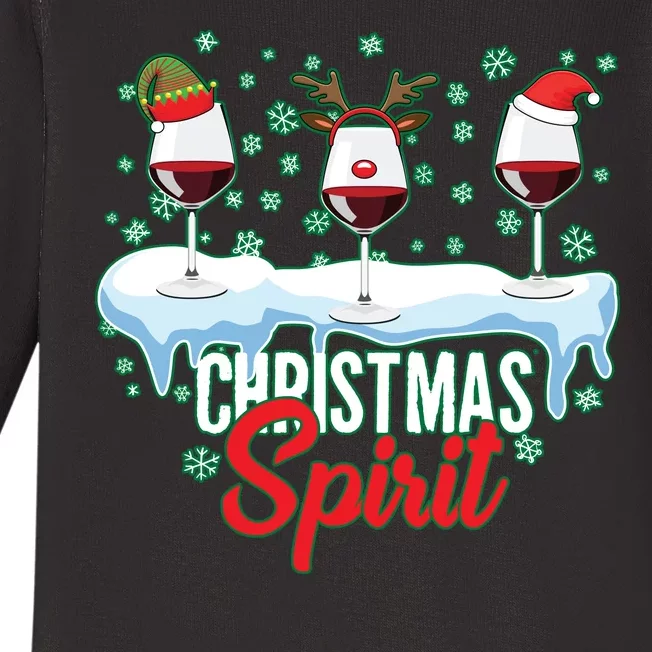 Funny Wine Christmas Spirit Baby Long Sleeve Bodysuit