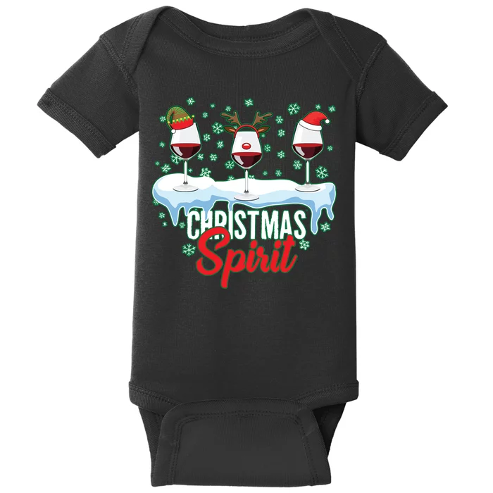 Funny Wine Christmas Spirit Baby Bodysuit