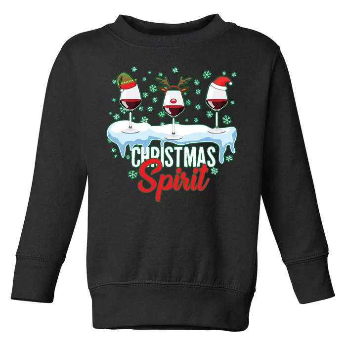 Funny Wine Christmas Spirit Toddler Sweatshirt