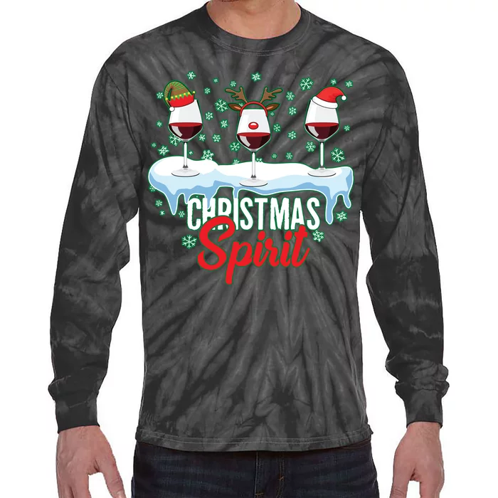 Funny Wine Christmas Spirit Tie-Dye Long Sleeve Shirt