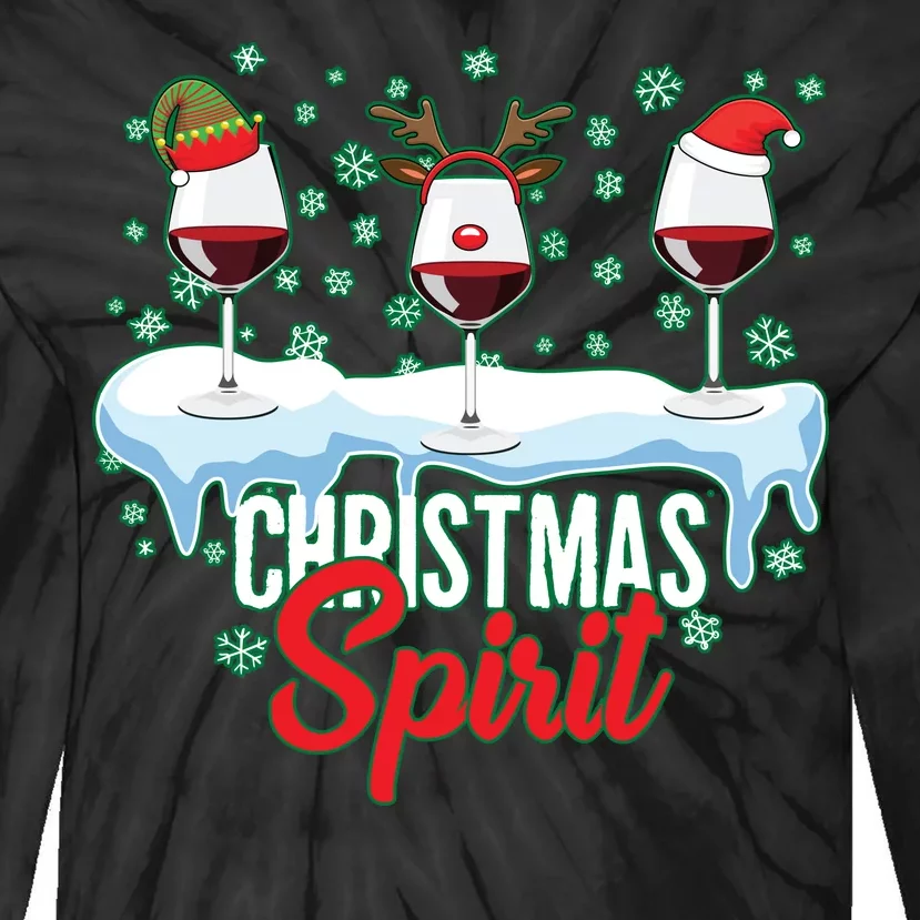 Funny Wine Christmas Spirit Tie-Dye Long Sleeve Shirt