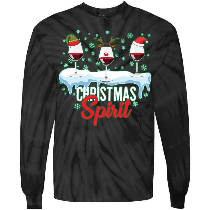 Funny Wine Christmas Spirit Tie-Dye Long Sleeve Shirt