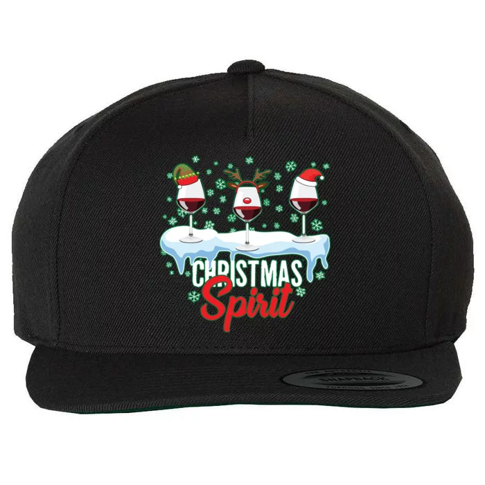 Funny Wine Christmas Spirit Wool Snapback Cap