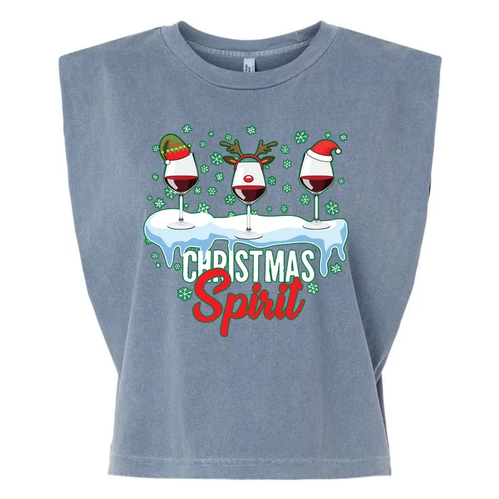 Funny Wine Christmas Spirit Garment-Dyed Women's Muscle Tee