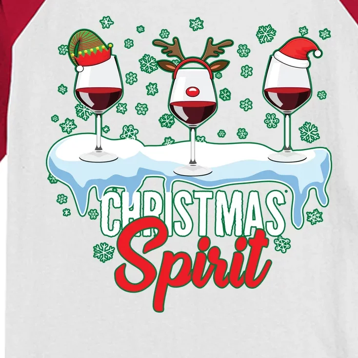 Funny Wine Christmas Spirit Kids Colorblock Raglan Jersey