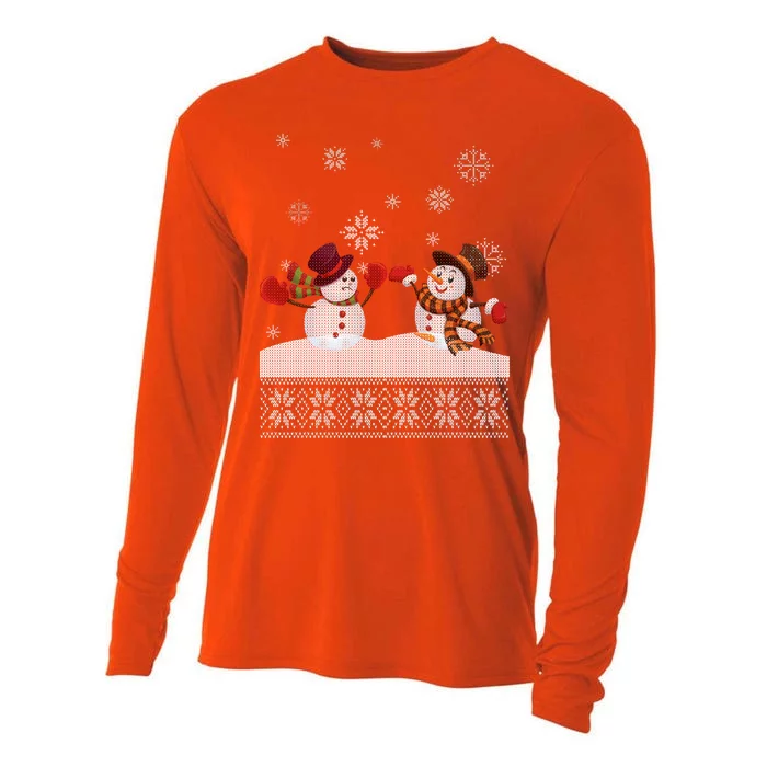 Funny Winter Snowman Ugly Christmas Cooling Performance Long Sleeve Crew