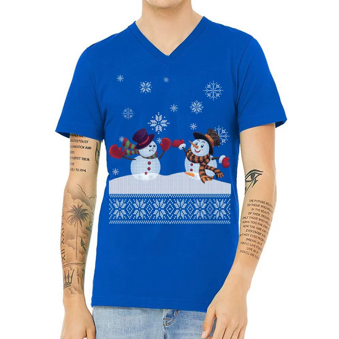 Funny Winter Snowman Ugly Christmas V-Neck T-Shirt