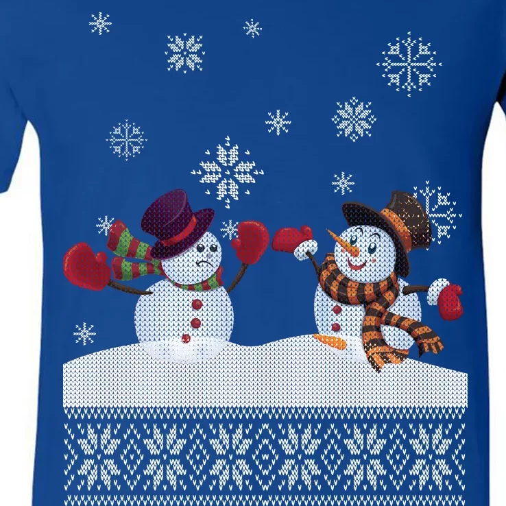 Funny Winter Snowman Ugly Christmas V-Neck T-Shirt