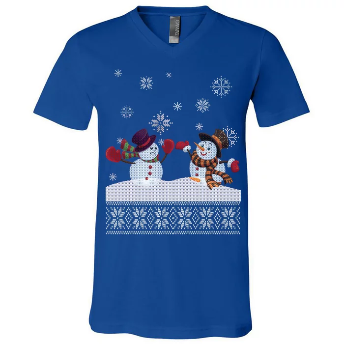 Funny Winter Snowman Ugly Christmas V-Neck T-Shirt