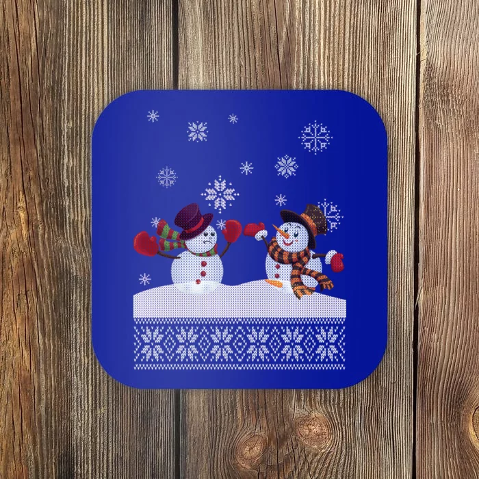 Funny Winter Snowman Ugly Christmas Coaster