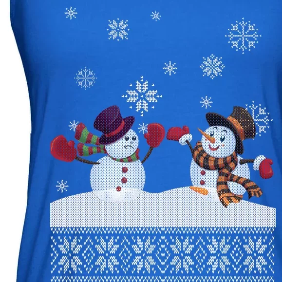 Funny Winter Snowman Ugly Christmas Ladies Essential Flowy Tank