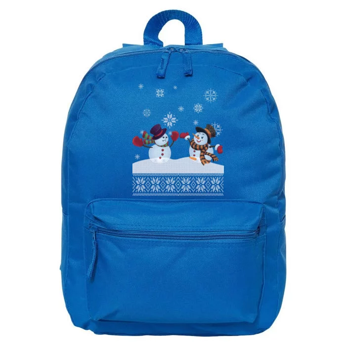 Funny Winter Snowman Ugly Christmas 16 in Basic Backpack