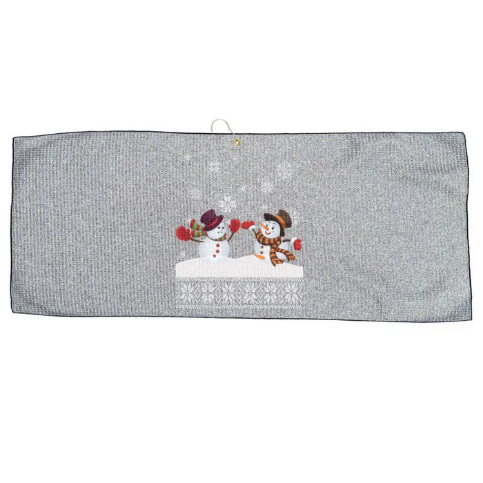 Funny Winter Snowman Ugly Christmas Large Microfiber Waffle Golf Towel