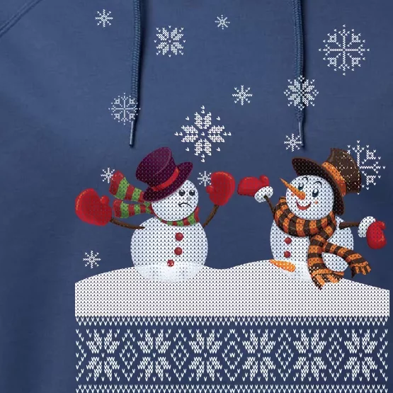 Funny Winter Snowman Ugly Christmas Performance Fleece Hoodie