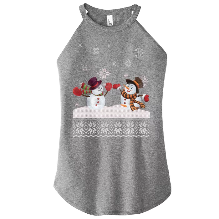 Funny Winter Snowman Ugly Christmas Women’s Perfect Tri Rocker Tank