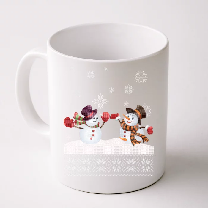 Funny Winter Snowman Ugly Christmas Front & Back Coffee Mug