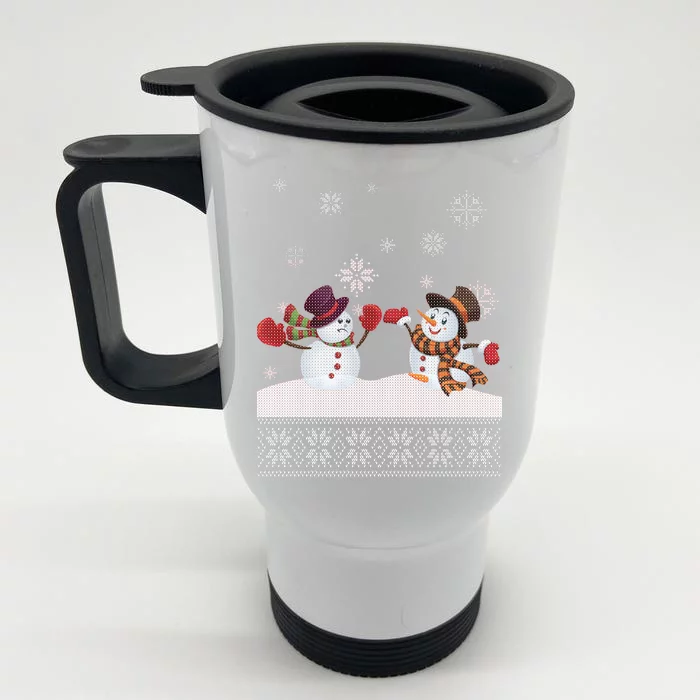 Funny Winter Snowman Ugly Christmas Front & Back Stainless Steel Travel Mug